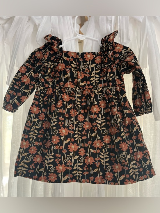 Carter's Other - Carter's Black Floral Ruffle-Neck Long Sleeve Dress